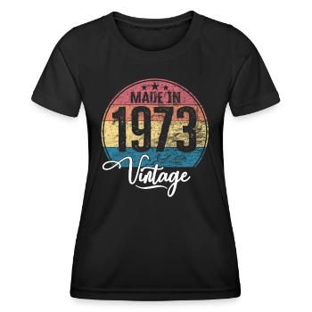 Vintage Made in 1973 Geburtsjahr 1973 Geburtstag - Frauen Funktions-T-Shirt - Schwarz - Vorne - AI Model Female 172 light (172cm)