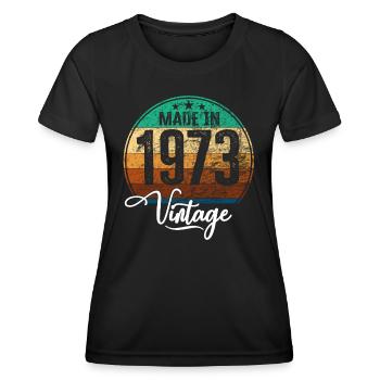 Vintage Made in 1973 Geburtsjahr 1973 Geburtstag - Frauen Funktions-T-Shirt - Schwarz - Vorne - AI Model Female 172 light (172cm)