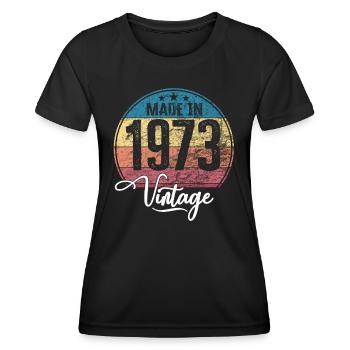 Vintage Made in 1973 Geburtsjahr 1973 Geburtstag - Frauen Funktions-T-Shirt - Schwarz - Vorne - AI Model Female 172 light (172cm)