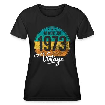Vintage Made in 1973 Geburtsjahr 1973 Geburtstag - Frauen Funktions-T-Shirt - Schwarz - Vorne - AI Model Female 172 light (172cm)