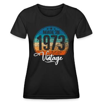 Vintage Made in 1973 Geburtsjahr 1973 Geburtstag - Frauen Funktions-T-Shirt - Schwarz - Vorne - AI Model Female 172 light (172cm)