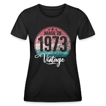 Vintage Made in 1973 Geburtsjahr 1973 Geburtstag - Frauen Funktions-T-Shirt - Schwarz - Vorne - AI Model Female 172 light (172cm)