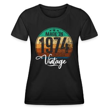 Vintage Made in 1974 Geburtsjahr 1974 Geburtstag - Frauen Funktions-T-Shirt - Schwarz - Vorne - AI Model Female 172 light (172cm)
