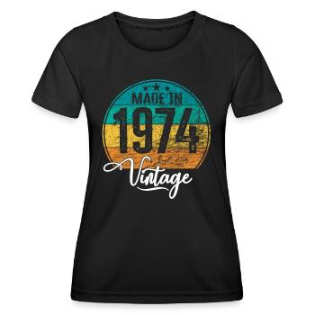 Vintage Made in 1974 Geburtsjahr 1974 Geburtstag - Frauen Funktions-T-Shirt - Schwarz - Vorne - AI Model Female 172 light (172cm)