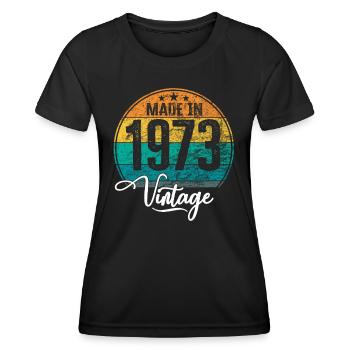 Vintage Made in 1973 Geburtsjahr 1973 Geburtstag - Frauen Funktions-T-Shirt - Schwarz - Vorne - AI Model Female 172 light (172cm)