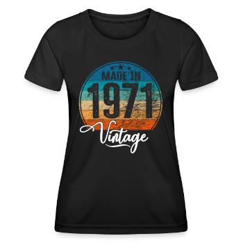 Vintage Made in 1971 Year of birth 1971 Birthday - Women's Functional T-Shirt - black - Front - AI Model Female 172 light (172cm)