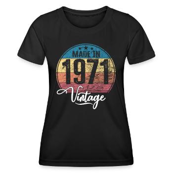 Vintage Made in 1971 Year of birth 1971 Birthday - Women's Functional T-Shirt - black - Front - AI Model Female 172 light (172cm)
