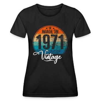Vintage Made in 1971 Year of birth 1971 Birthday - Women's Functional T-Shirt - black - Front - AI Model Female 172 light (172cm)