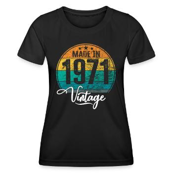 Vintage Made in 1971 Year of birth 1971 Birthday - Women's Functional T-Shirt - black - Front - AI Model Female 172 light (172cm)