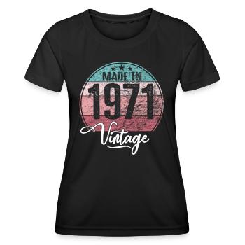 Vintage Made in 1971 Year of birth 1971 Birthday - Women's Functional T-Shirt - black - Front - AI Model Female 172 light (172cm)