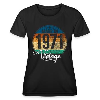 Vintage Made in 1971 Year of birth 1971 Birthday - Women's Functional T-Shirt - black - Front - AI Model Female 172 light (172cm)