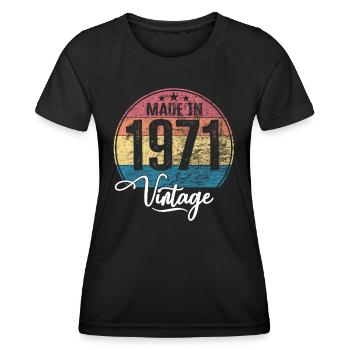 Vintage Made in 1971 Year of birth 1971 Birthday - Women's Functional T-Shirt - black - Front - AI Model Female 172 light (172cm)