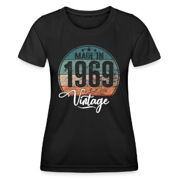 Vintage Made in 1969 Year of birth 1969 Birthday - Women's Functional T-Shirt - black - Front - AI Model Female 172 light (172cm)