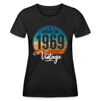 Vintage Made in 1969 Year of birth 1969 Birthday - Women's Functional T-Shirt - black - Front - AI Model Female 172 light (172cm)
