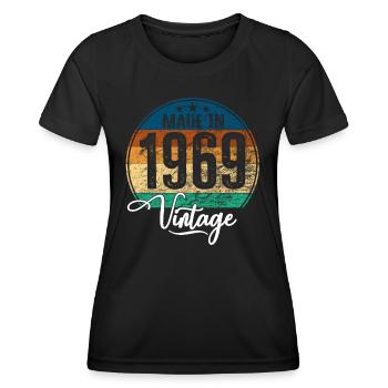 Vintage Made in 1969 Year of birth 1969 Birthday - Women's Functional T-Shirt - black - Front - AI Model Female 172 light (172cm)