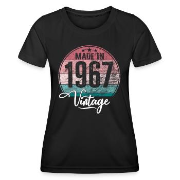 Vintage Fabriqué en 1967 Année de naissance 1967 Anniversaire - T-shirt sport Femme - noir - Devant - AI Model Female 172 light (172cm)