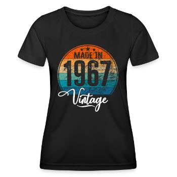Millésime fabriqué en 1967 Année de naissance 1967 Anniversaire - T-shirt sport Femme - noir - Devant - AI Model Female 172 light (172cm)