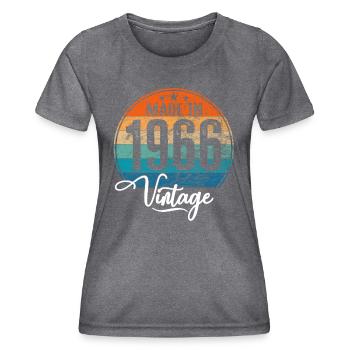 Vintage Made in 1966 Geburtsjahr 1966 Geburtstag - Frauen Funktions-T-Shirt - dunkle Melange  - Vorne - AI Model Female 172 light (172cm)