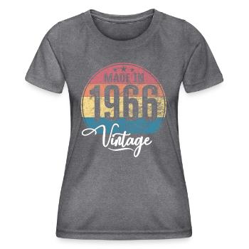 Vintage Made in 1966 Geburtsjahr 1966 Geburtstag - Frauen Funktions-T-Shirt - dunkle Melange  - Vorne - AI Model Female 172 light (172cm)