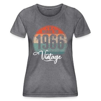 Vintage Made in 1966 Geburtsjahr 1966 Geburtstag - Frauen Funktions-T-Shirt - dunkle Melange  - Vorne - AI Model Female 172 light (172cm)