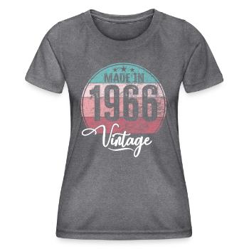 Vintage Made in 1966 Geburtsjahr 1966 Geburtstag - Frauen Funktions-T-Shirt - dunkle Melange  - Vorne - AI Model Female 172 light (172cm)