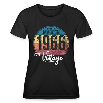 Millésime Fabriqué en 1966 Année de naissance 1966 Anniversaire - T-shirt sport Femme - noir - Devant - AI Model Female 172 light (172cm)