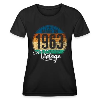Vintage Made in 1963 Geburtsjahr 1963 Geburtstag - Frauen Funktions-T-Shirt - Schwarz - Vorne - AI Model Female 172 light (172cm)