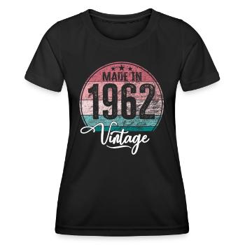 Vintage Made in 1962 Geburtsjahr 1962 Geburtstag - Frauen Funktions-T-Shirt - Schwarz - Vorne - AI Model Female 172 light (172cm)
