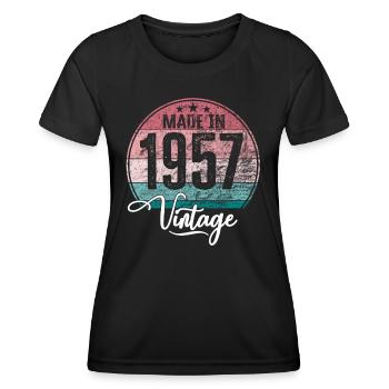 Vintage Made in 1957 Geburtsjahr 1957 Geburtstag - Frauen Funktions-T-Shirt - Schwarz - Vorne - AI Model Female 172 light (172cm)