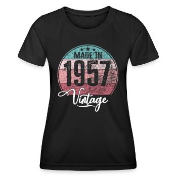 Vintage Made in 1957 Geburtsjahr 1957 Geburtstag - Frauen Funktions-T-Shirt - Schwarz - Vorne - AI Model Female 172 light (172cm)