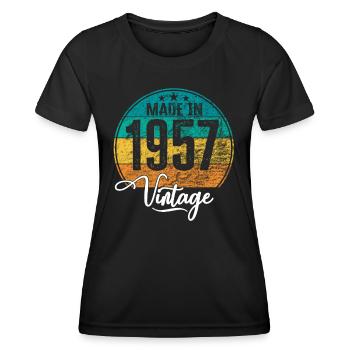 Vintage Made in 1957 Geburtsjahr 1957 Geburtstag - Frauen Funktions-T-Shirt - Schwarz - Vorne - AI Model Female 172 light (172cm)