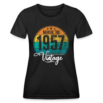 Vintage Made in 1957 Geburtsjahr 1957 Geburtstag - Frauen Funktions-T-Shirt - Schwarz - Vorne - AI Model Female 172 light (172cm)