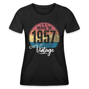 Vintage Made in 1957 Geburtsjahr 1957 Geburtstag - Frauen Funktions-T-Shirt - Schwarz - Vorne - AI Model Female 172 light (172cm)