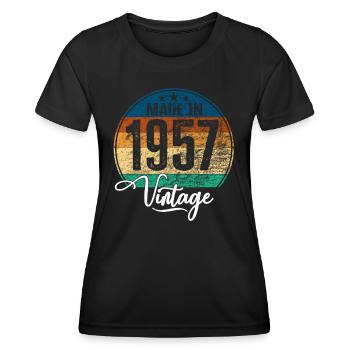 Vintage Made in 1957 Geburtsjahr 1957 Geburtstag - Frauen Funktions-T-Shirt - Schwarz - Vorne - AI Model Female 172 light (172cm)