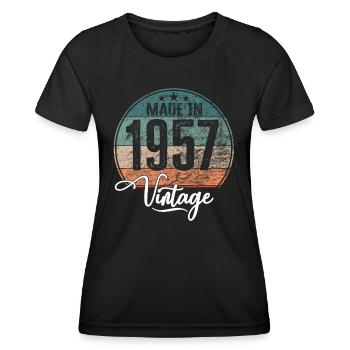 Vintage Made in 1957 Geburtsjahr 1957 Geburtstag - Frauen Funktions-T-Shirt - Schwarz - Vorne - AI Model Female 172 light (172cm)