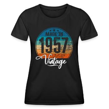 Vintage Made in 1957 Geburtsjahr 1957 Geburtstag - Frauen Funktions-T-Shirt - Schwarz - Vorne - AI Model Female 172 light (172cm)