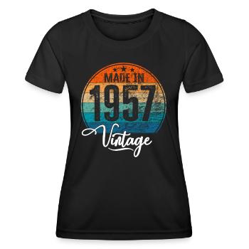 Vintage Made in 1957 Geburtsjahr 1957 Geburtstag - Frauen Funktions-T-Shirt - Schwarz - Vorne - AI Model Female 172 light (172cm)