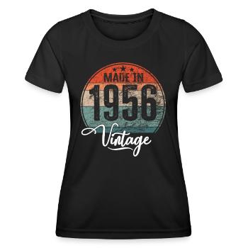 Vintage Made in 1956 Geburtsjahr 1956 Geburtstag - Frauen Funktions-T-Shirt - Schwarz - Vorne - AI Model Female 172 light (172cm)