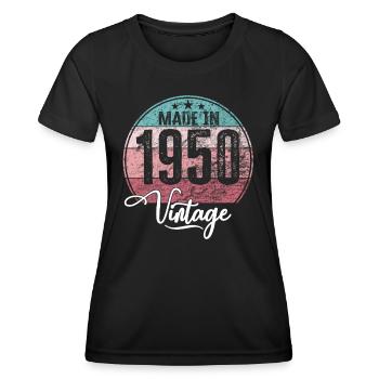 Vintage Made in 1950 Year of birth 1950 Birthday - Women's Functional T-Shirt - black - Front - AI Model Female 172 light (172cm)
