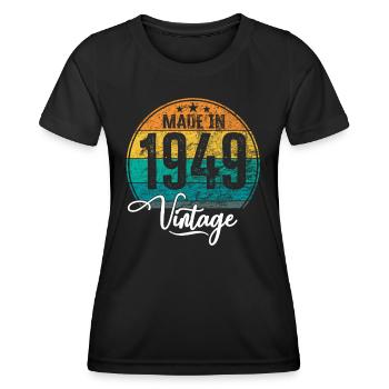 Vintage Made in 1949 Year of birth 1949 Birthday - Women's Functional T-Shirt - black - Front - AI Model Female 172 light (172cm)