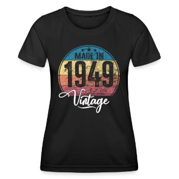 Vintage Made in 1949 Year of birth 1949 Birthday - Women's Functional T-Shirt - black - Front - AI Model Female 172 light (172cm)