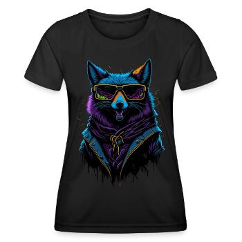 Cyberpunk Fox - Frauen Funktions-T-Shirt - Schwarz - Vorne - AI Model Female 172 light (172cm)