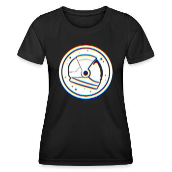 L’art du glitch | Illusion d’optique EDM Rave Vaporwave - T-shirt sport Femme - noir - Devant - AI Model Female 172 light (172cm)