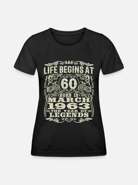 March 1963 - 60 years old - 60th birthday - Women's Functional T-Shirt - black