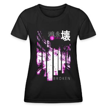 Vaporwave Japanese Aesthetic Tokyo Broken Soul - T-shirt sport Femme - noir - Devant - AI Model Female 172 light (172cm)