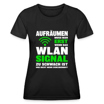 WLAN-Signal zu schwach Teenager Aufräumen Spruch - Frauen Funktions-T-Shirt - Schwarz - Vorne - AI Model Female 172 light (172cm)