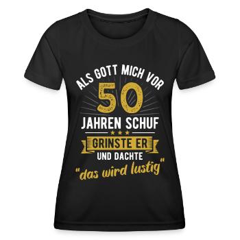 50. Geburtstag als Gott mich vor 50 Jahren schuf - Frauen Funktions-T-Shirt - Schwarz - Vorne - AI Model Female 172 light (172cm)