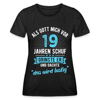 19. Geburtstag als Gott mich vor 19 Jahren schuf - Frauen Funktions-T-Shirt - Schwarz - Vorne - AI Model Female 172 light (172cm)