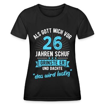 26. Geburtstag als Gott mich vor 26 Jahren schuf - Frauen Funktions-T-Shirt - Schwarz - Vorne - AI Model Female 172 light (172cm)