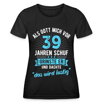 39. Geburtstag als Gott mich vor 39 Jahren schuf - Frauen Funktions-T-Shirt - Schwarz - Vorne - AI Model Female 172 light (172cm)